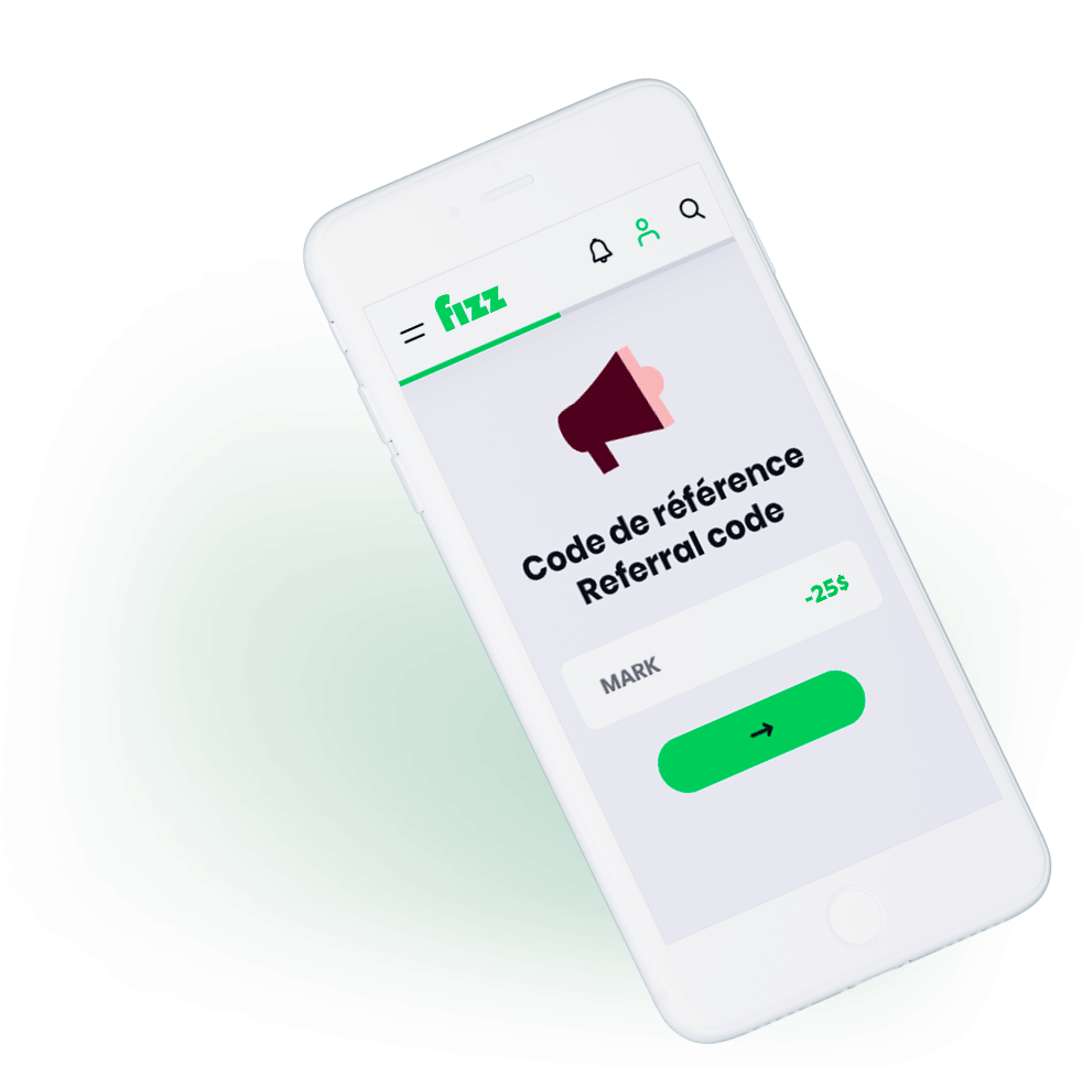Champ de code de référence Fizz sur mobile